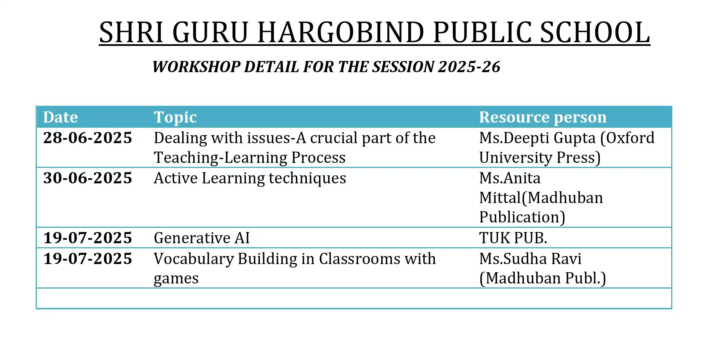 Workshops