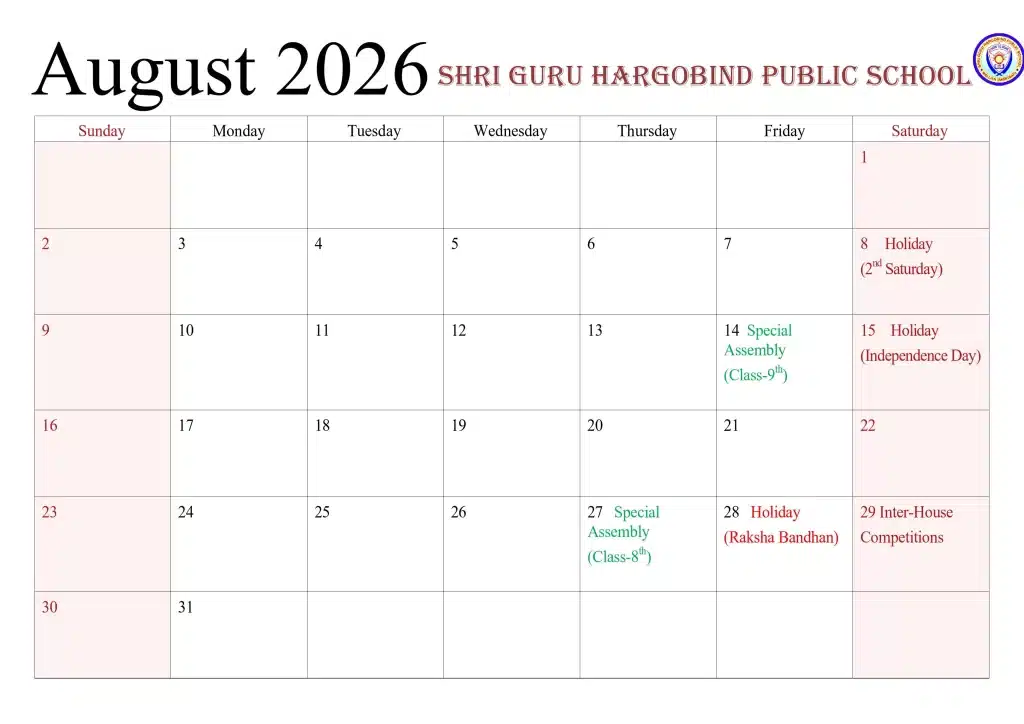 CALENDAR 2026-27