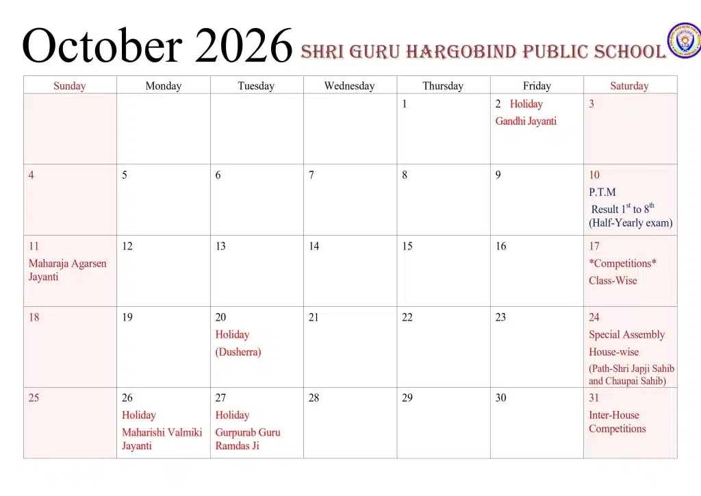 CALENDAR 2026-27