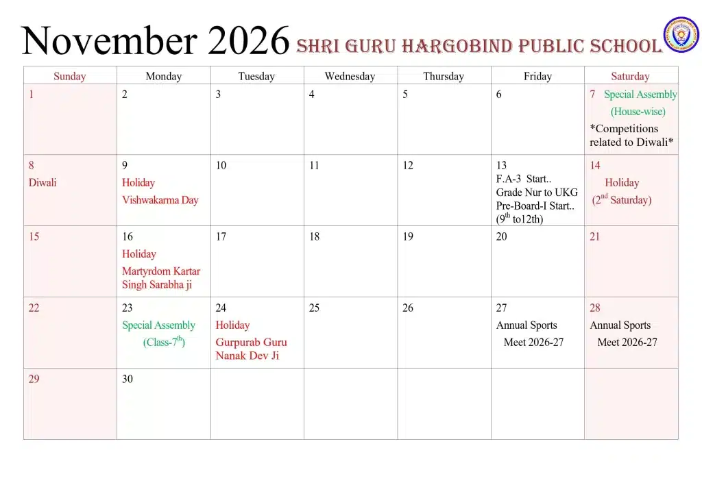 CALENDAR 2026-27