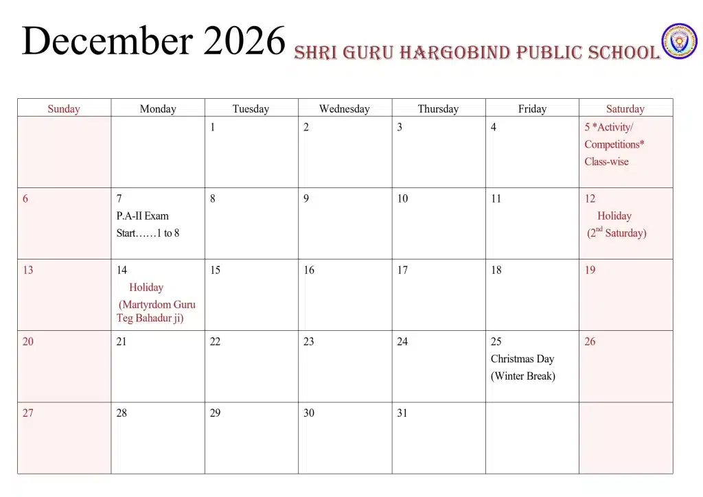 CALENDAR 2026-27