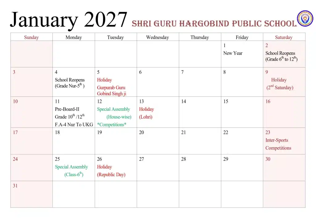 CALENDAR 2026-27