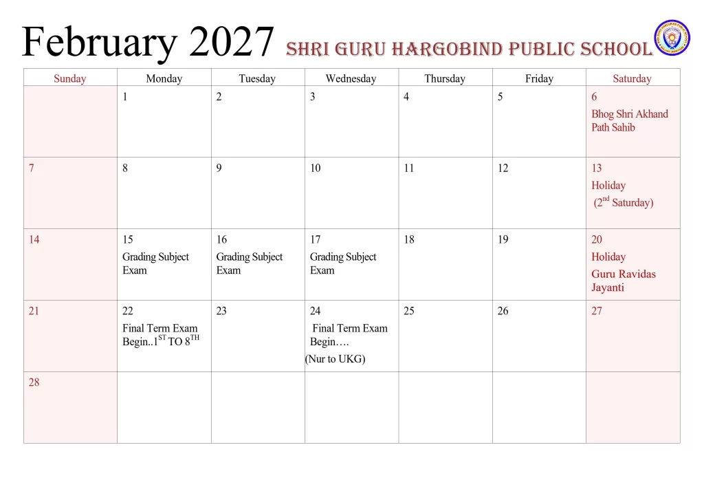 CALENDAR 2026-27