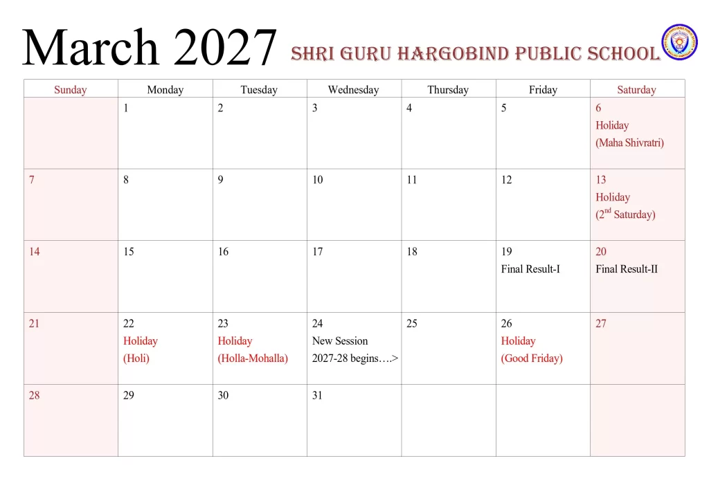 CALENDAR 2026-27